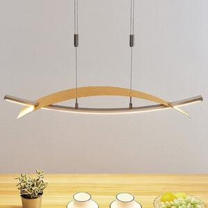 Lucande Lampă suspendată LED Marija, 91 cm, aurie, dimabil, reglabil, Auriu / Alamă, Camera de zi / sufragerie, Metal, Modern