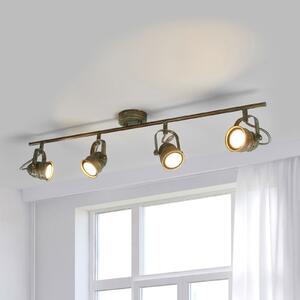 Lindby Spot de plafon Leonor, 4 becuri, verde, metal, 78 cm, reglabil, Bronz / Alamă Veche, Camera de zi / sufragerie, Metal, Antichitate