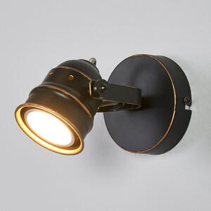 Lindby Spot de perete Leonor, negru, metal, 1 bec, 9,5 cm, reglabil, Negru, Camera de zi / sufragerie, Metal, Antichitate