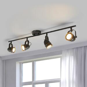 Lindby Spot de plafon Leonor, 4 becuri, negru, metal, 78 cm, reglabil, Negru, Camera de zi / sufragerie, Metal