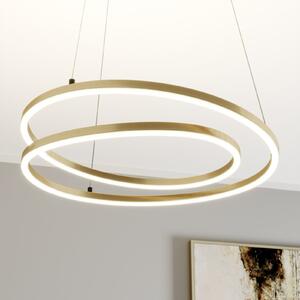 Lindby Lampă suspendată LED Davian, culoare alamă, 49 cm, dimabil, reglabil, Auriu / Alamă, Camera de zi / sufragerie, Aluminiu, Modern