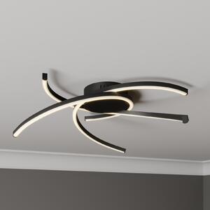 Lindby Katris plafonieră LED, 58 cm, negru, reglabil, Negru, Camera de zi / sufragerie, Metal, Modern