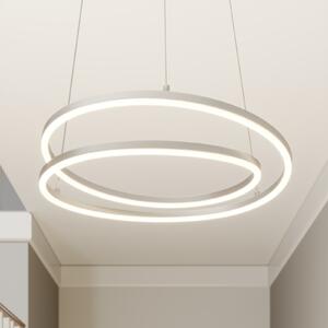 Lindby Lampă suspendată LED Davian, culoare nichel, Ø 49 cm, dimabil, reglabil, Metalic, Camera de zi / sufragerie, Aluminiu, Modern