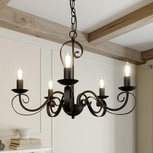 Lindby Shervan candelabru, 5 becuri, maro, reglabil, Maro / Rugină, Camera de zi / sufragerie, Metal, Antichitate