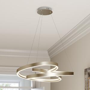 Lucande lampă suspendată LED Gunbritt, Ø 80 cm, argintiu, dimabil, reglabil, Metalic, Camera de zi / sufragerie, Aluminiu, Modern