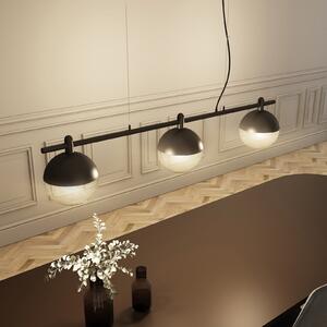 Lucande Dustian lampă suspendată, 3 becuri, 124 cm, reglabil, Negru, Camera de zi / sufragerie, Sticlă, Design, glob