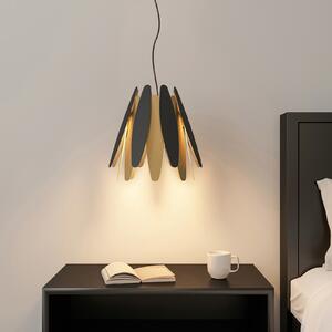 Lucande Lounit lampă suspendată, negru-auriu 1 bec, reglabil, Negru, Camera de zi / sufragerie, Metal, Design
