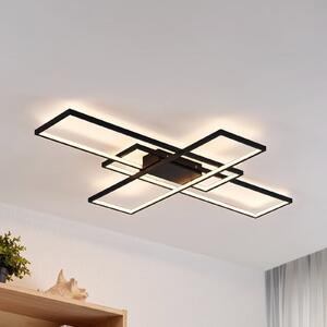 Lindby LED plafonieră Tetson, negru, metal, dimabil, reglabil, Negru, Camera de zi / sufragerie, Metal, Modern