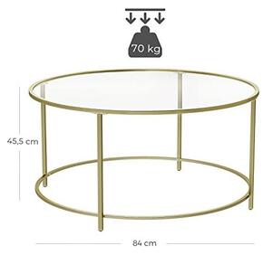 Masuta de Cafea Model Randy, 84x84x45.5 cm, Auriu, Blat Sticla securizata