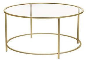 Masuta de Cafea Model Randy, 84x84x45.5 cm, Auriu, Blat Sticla securizata