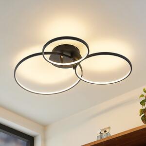 Lindby plafonieră LED Rayk, negru, metal, 77 cm, dimabil, reglabil, Negru, Camera de zi / sufragerie, Aluminiu, Modern