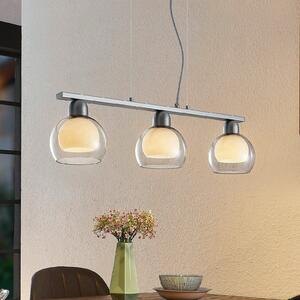 Lucande Kaiya lampă suspendată, 3 becuri, Ø 14 cm, alungită, reglabil, Gri, Camera de zi / sufragerie, Metal, Modern
