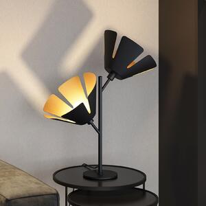 Lucande Jemmily lampă de masă, două becuri, Negru, Camera de zi / sufragerie, Metal, Design