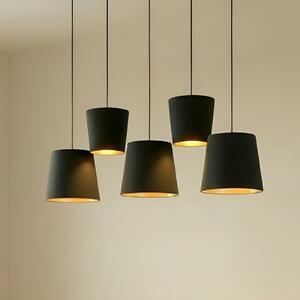 Lucande Thamila lampă susp., negru, auriu, fier, reglabil, Negru, Camera de zi / sufragerie, Țesătură / Textil, Modern