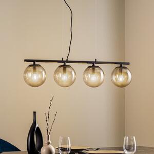 Lucande Lampă suspendată Sotiana, 4 globuri de sticlă, negru, reglabil, Negru, Camera de zi / sufragerie, Sticlă, Design