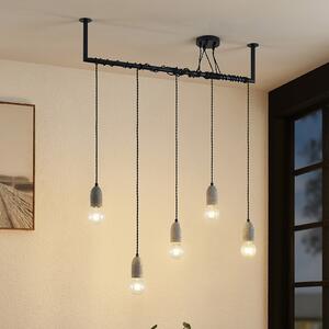Lindby Doravio lampă suspendată fasunguri de beton, reglabil, Negru, Camera de zi / sufragerie, Metal, Design industrial
