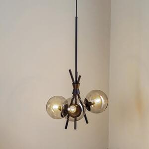 Lucande Lampă suspendată Sotiana, 3 lumini, rotundă, neagră, reglabil, Negru, Camera de zi / sufragerie, Metal, Design