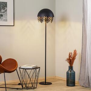 Lucande Aparas lampadar, aspect frunze, negru-auriu, Negru, Camera de zi / sufragerie, Metal, Design