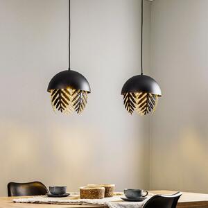 Lucande Lampă suspendată Aparas, aspect frunză, versiune cu 2 becuri, reglabil, Negru, Camera de zi / sufragerie, Metal, Design