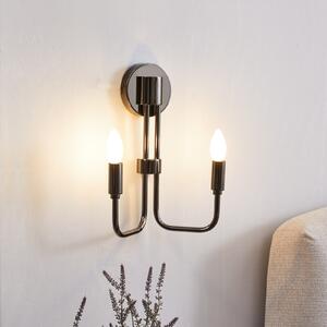 Lindby Aplică de perete Elanova, gri, 2 becuri, 35 cm, E14, reglabil, Gri, Camera de zi / sufragerie, Metal, Antichitate