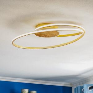 Lindby plafonieră LED Dorle, Ø 60 cm, aur, aluminiu, reglabil, Auriu / Alamă, Camera de zi / sufragerie, Metal, Modern