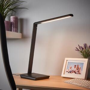 Lindby LED lampă de birou Kuno, negru, USB, dimmer tactil, reglabil, Negru, Studiu / Birou, Plastic, Modern