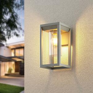 Lindby Estami lampă de perete pentru exterior, argintiu, metal, 27cm, reglabil, Gri, Metal, Modern