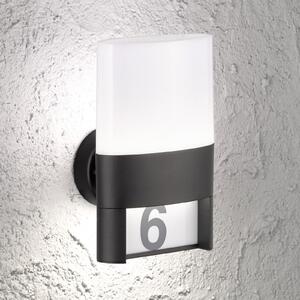 WOFI LED lumina de perete în aer liber Diego, negru, numărului casei, Negru, Metal, Modern