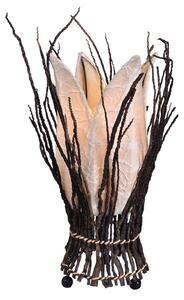 Woru Stella lampă de masă florală, crem, Lemn, Camera de zi / sufragerie, Lemn, Design