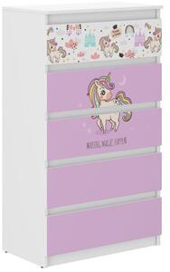 Comoda pentru copii de înaltă calitate cu motiv de unicorn roz 121x40x70 cm