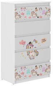 Comoda de calitate pentru copii cu motiv unicorn curcubeu 121x40x70 cm