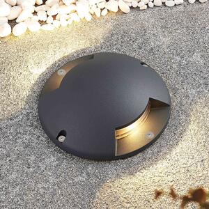 Lindby LED spot de podea Cormac, 2 becuri, Ø 21 cm, IP67, Negru, Aluminiu, Modern