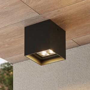 Lindby Eveta plafonieră LED, 10 cm, antracit, aluminiu, IP65, Negru, Metal, Modern