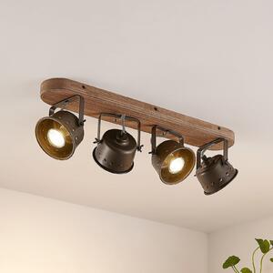 Lindby Spot de plafon Rubinjo, 62 cm, 4 becuri, lemn, GU10, reglabil, Negru, Camera de zi / sufragerie, Metal, Vintage