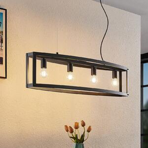 Lindby Mizgin lampă suspendată fără grilă 4 becuri, Negru, Camera de zi / sufragerie, Metal, Casă de țară / Rustic
