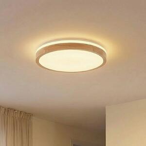 Lindby plafonieră LED Emiva, Ø 49 cm, CCT, lemn, reglabil, Lemn, Camera de zi / sufragerie, Lemn, Modern
