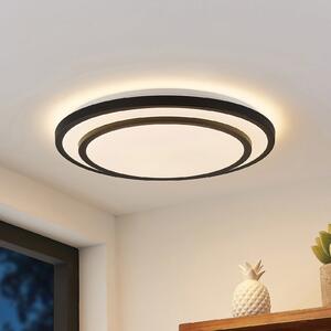 Lindby LED plafonieră Essina, negru, metal, CCT, dimabil., reglabil, Negru, Camera de zi / sufragerie, Metal, Modern