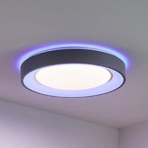 Lindby plafonieră LED Lindum, RGB, CCT, telecomandă, dimabil, reglabil, Negru, Camera de zi / sufragerie, Metal, Modern