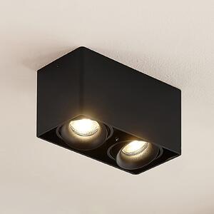 Arcchio Kubika downlight, 19 cm, negru, 2 becuri, metal, reglabil, Negru, Hol, Metal, Modern