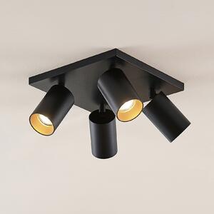 Arcchio Spot Brinja, negru, unghiular, Ø 6 cm, 4 becuri, GU10, reglabil, Negru, Hol, Aluminiu, Modern