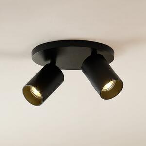 Arcchio Spot Brinja, negru, rotund, Ø 6 cm, 2 becuri, GU10, reglabil, Negru, Hol, Aluminiu, Modern