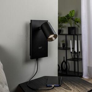 Arcchio Spot Brinja, negru, metal, USB-C, comutator, reglabil, Negru, Hol, Aluminiu, Modern