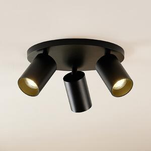 Arcchio Spot Brinja, negru, rotund, Ø 6 cm, 3 becuri, GU10, reglabil, Negru, Hol, Aluminiu, Modern
