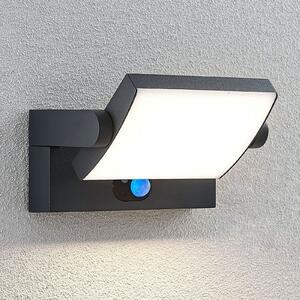 Lindby Lampa de perete solară cu LED Sherin, antracit, senzor, IP54, Negru, Aluminiu, Modern