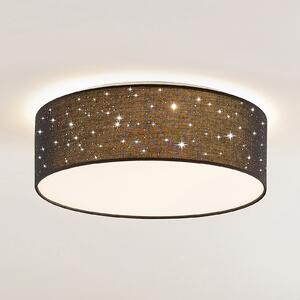 Lindby plafonieră LED Ellamina, 40 cm, negru, textil, Negru, Camera de zi / sufragerie, Țesătură / Textil, Modern