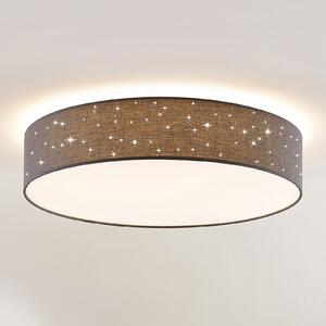 Lindby plafonieră LED Ellamina, Ø 60 cm, antracit, textil, reglabil, Negru, Camera de zi / sufragerie, Țesătură / Textil, Modern