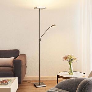 Lindby Lampadar LED Sumani, unghiular, nichel, înălțime 180cm, reglabil, Gri, Camera de zi / sufragerie, Metal, Modern, Lumină de lectură