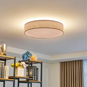 Lindby plafonieră LED Ellamina, Ø 60 cm, alb, textil, reglabil, Alb, Camera de zi / sufragerie, Țesătură / Textil, Modern