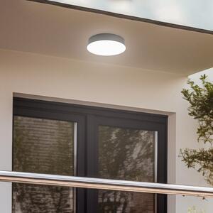 Lindby LED plafonieră de exterior Lahja, antracit, senzor, IP65, Negru, Plastic, Modern