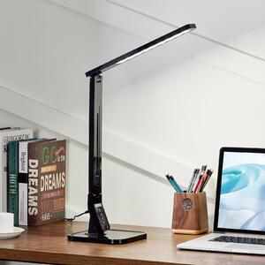 Lindby LED lampă de birou Eleni, negru, CCT, dimabil, reglabil, Negru, Studiu / Birou, Plastic, Modern